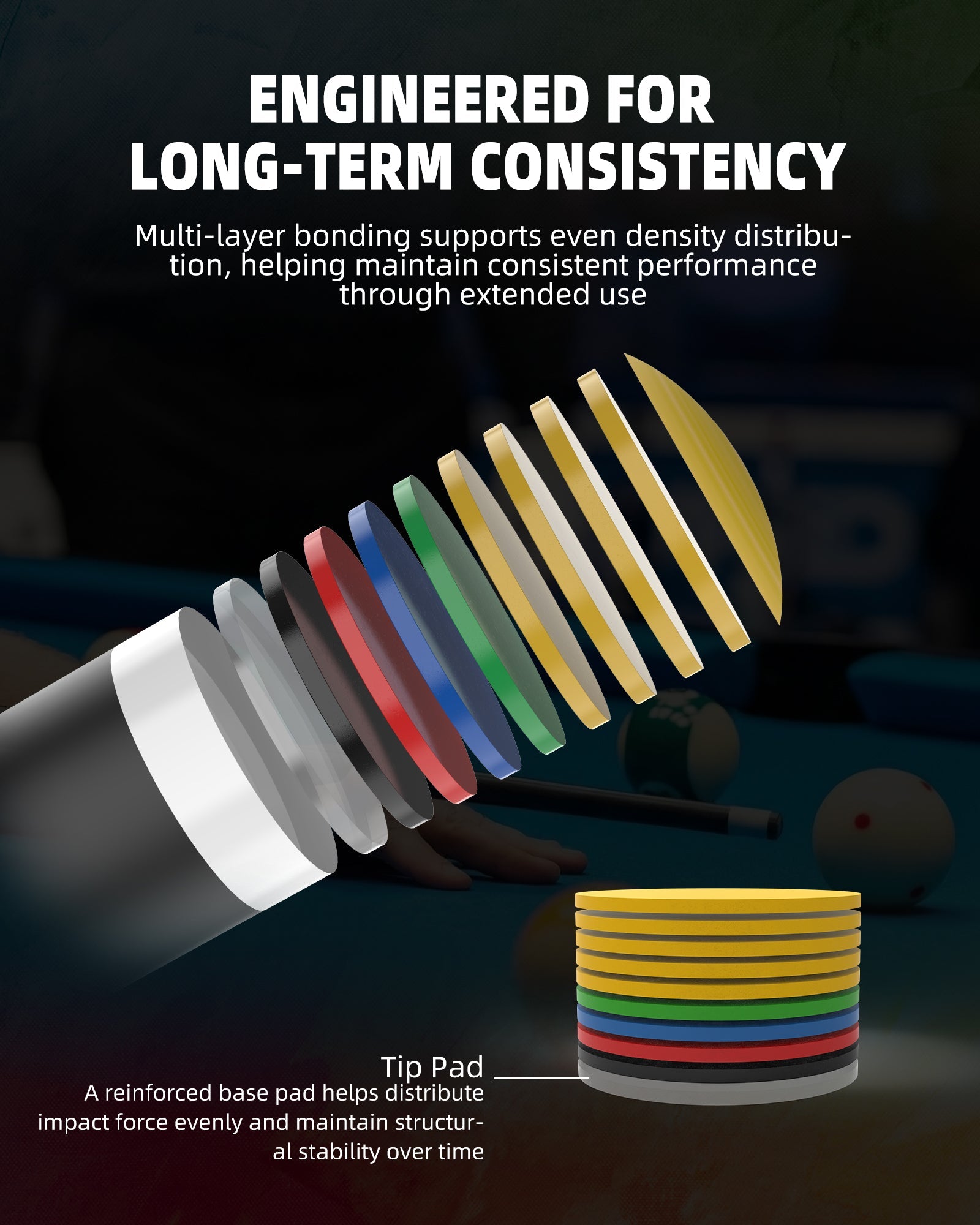 KONLLEN 9-Layer Rainbow Pool Cue Tips - image 5
