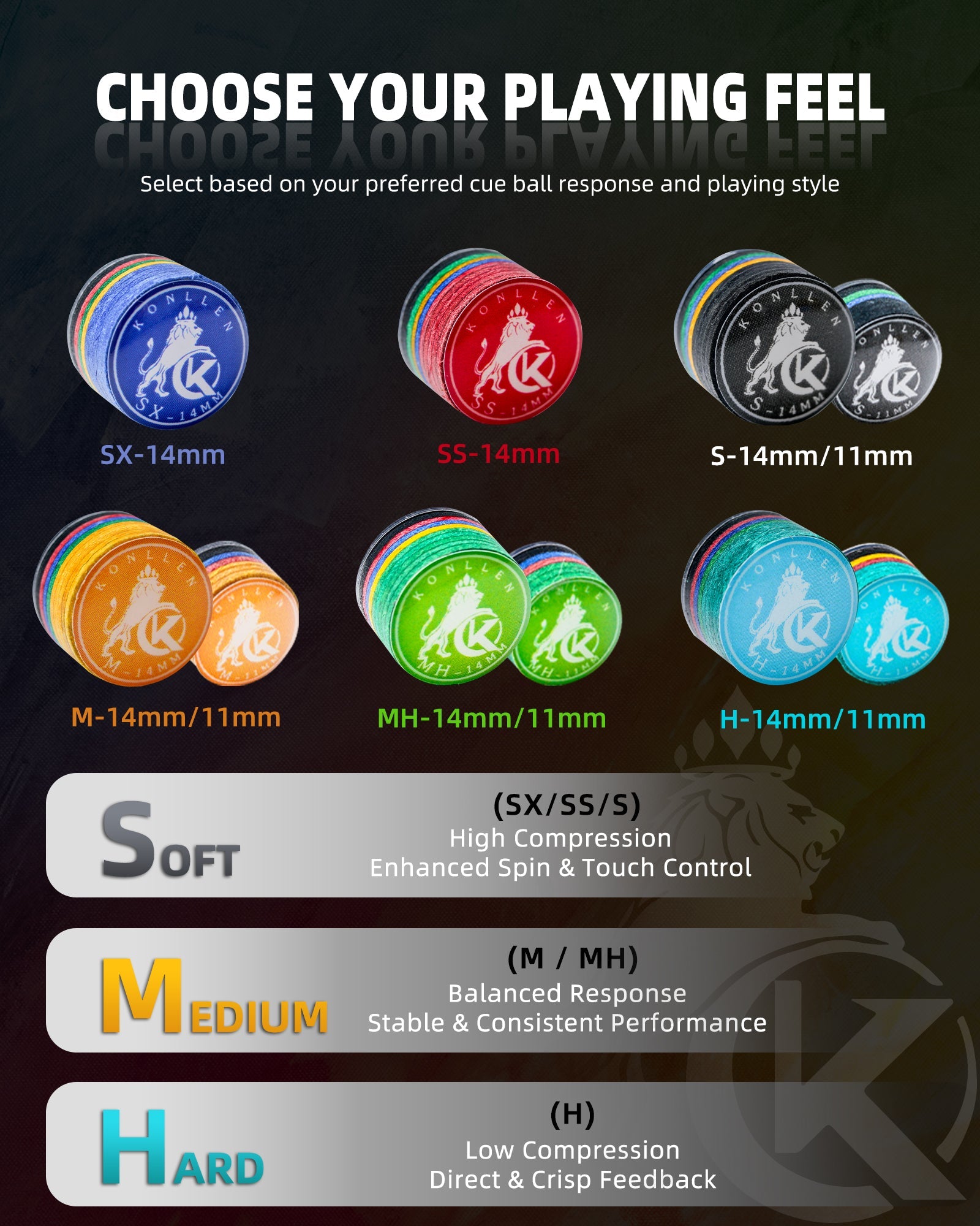 KONLLEN 9-Layer Rainbow Pool Cue Tips - image 4